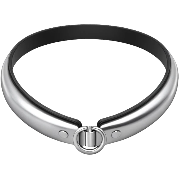 luxury fetish collar, silver chrome, smooth rounded metal, dominant erotic mood emoji