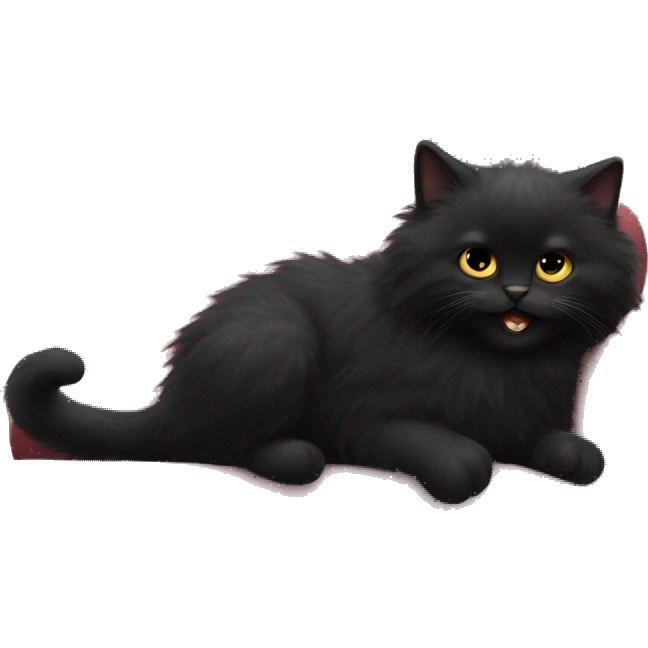 Black fluffy psycho kitty climbing the couch emoji