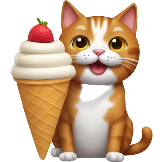 Cat eating icecream emoji