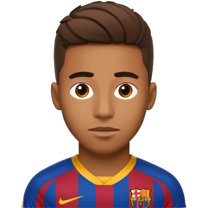 Lamine Yamal, Barcelona football club player, in the 2025 Barca kit, iOS style emoji, HD, precise details, expressive face emoji