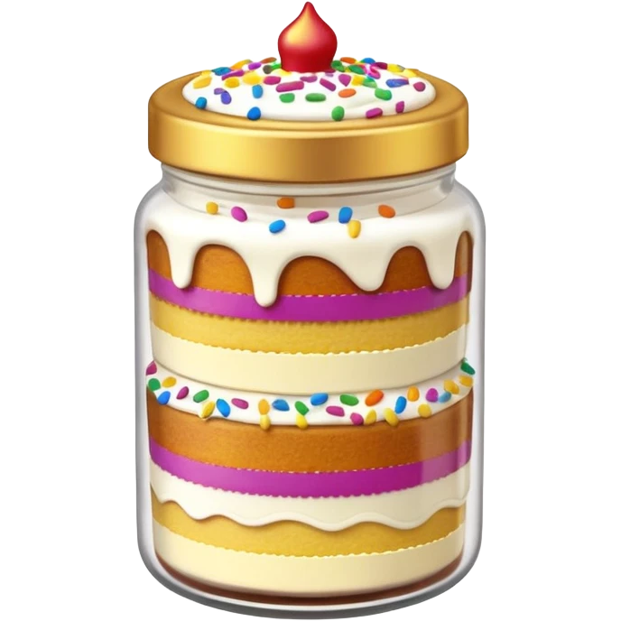A layered little jar of cake that is gold outline emoji