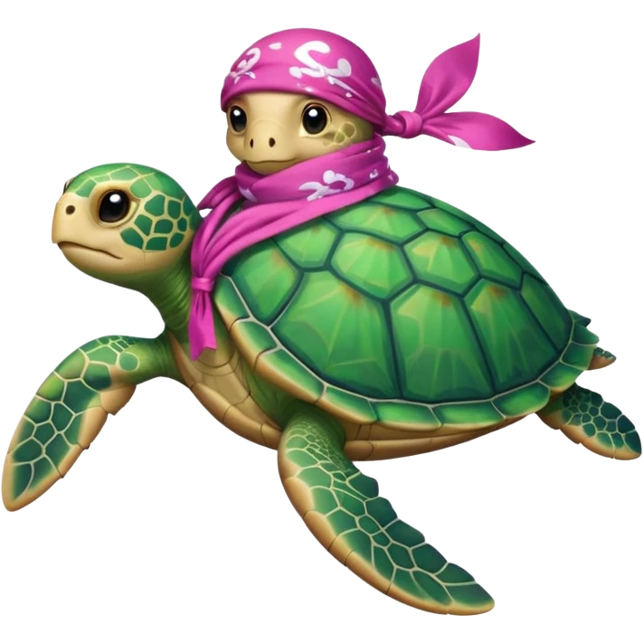 sea turtle wearing a pink pirate scarf emoji
