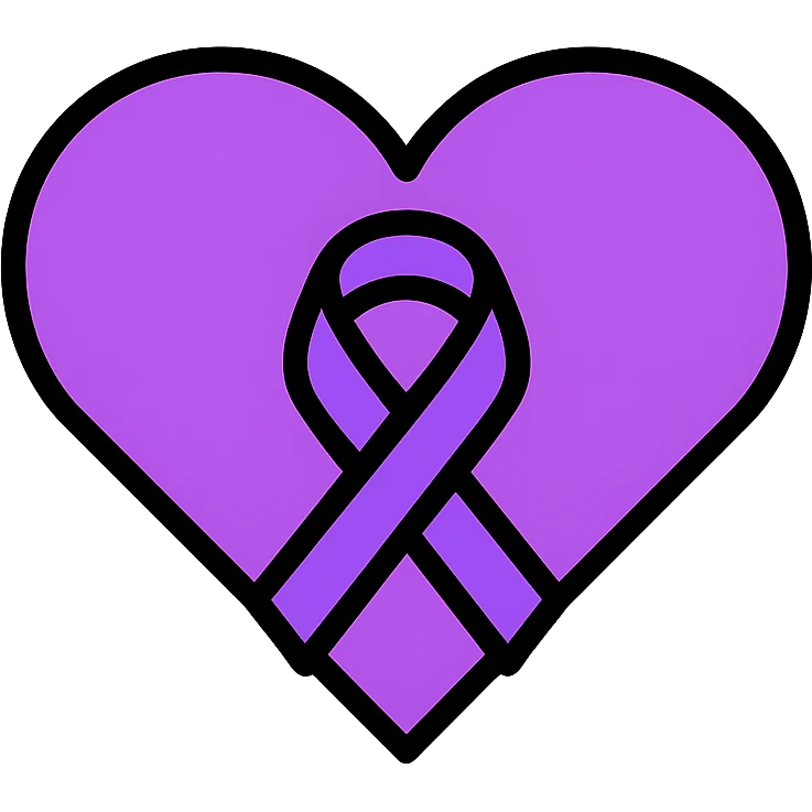 purple heart with a ribbon, color outline icon style emoji