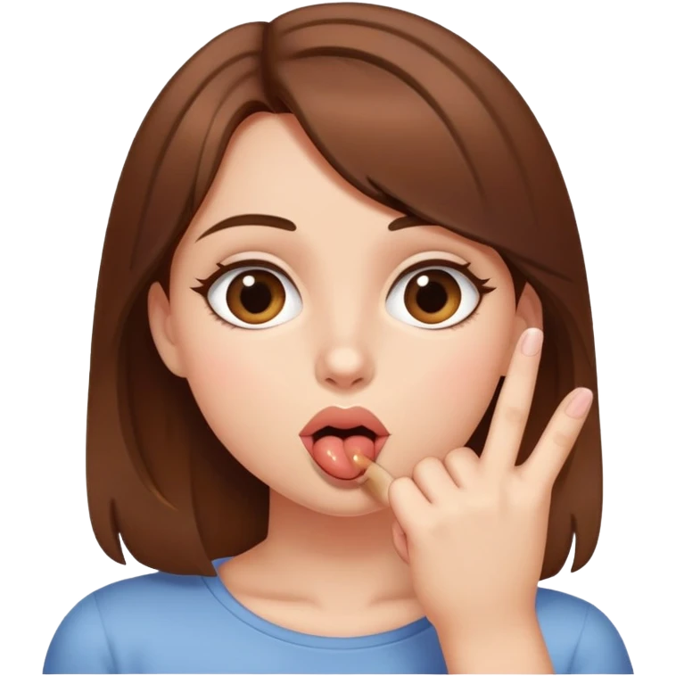 Девушка с коричневыми волосами посасывает свой палец с пошлым намеком  emoji