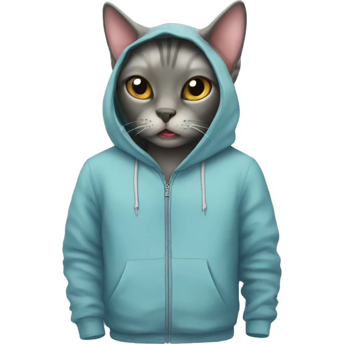 cat with shark hoodie emoji