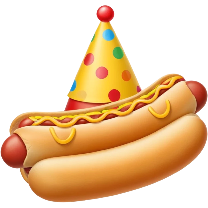 A hotdog wearing a party hat emoji