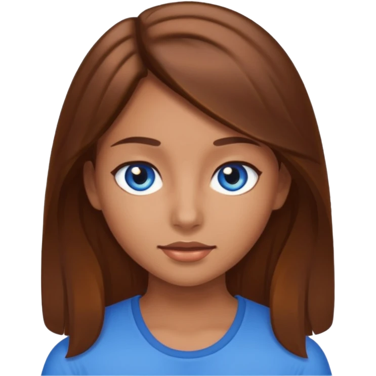 Girl with tan skin, brown hair, and blue eyes  emoji