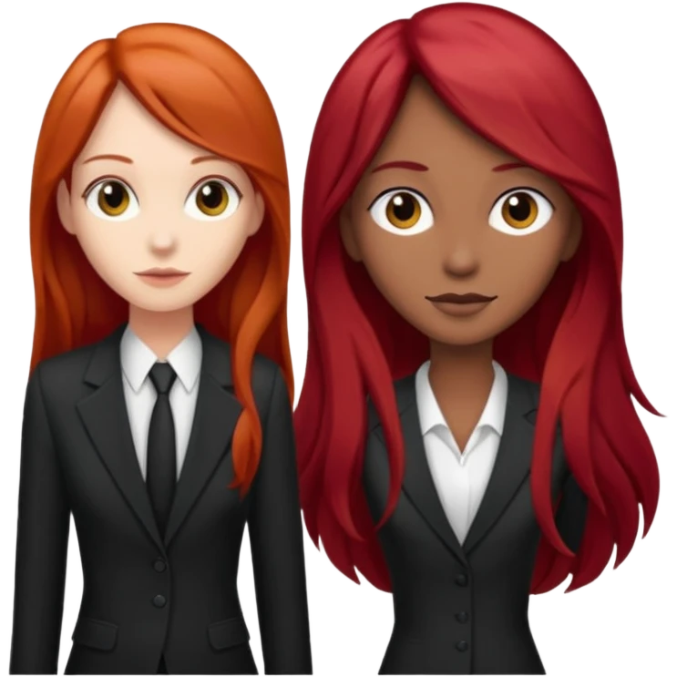 Mujer flaca con cabello largo color rojo color de piel blanca, hombre de color medio moreno con cabello color negro, flaco emoji