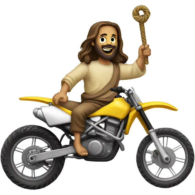Jesus doing a whip on a dirt bike emoji