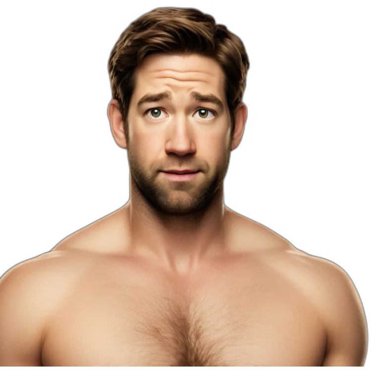 john krasinski without shirt and flexing emoji