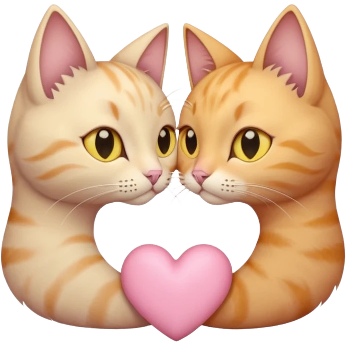 Two cats “nose to nose” + a small heart between them in soft pink, beige and yellow pastel colors emoji