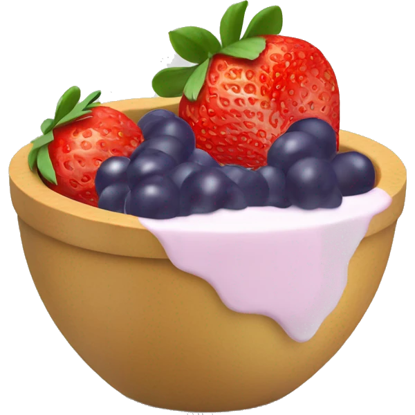 fruit yogurt bowl with strawberries and grapes emoji