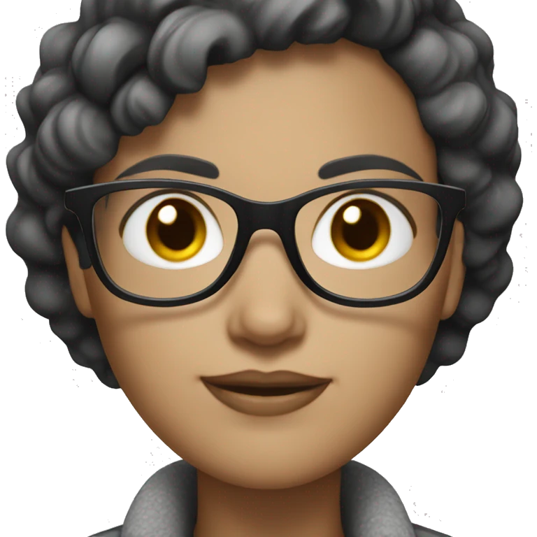 White skin black and gray short hair woman glasses emoji