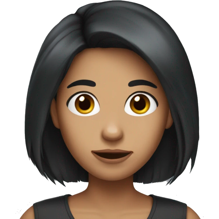 An adult woman who looks like a hamster with long black hair without bangs emoji