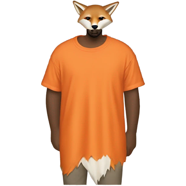 Kanye West dress With an orange T-shirt that has a fox emoji