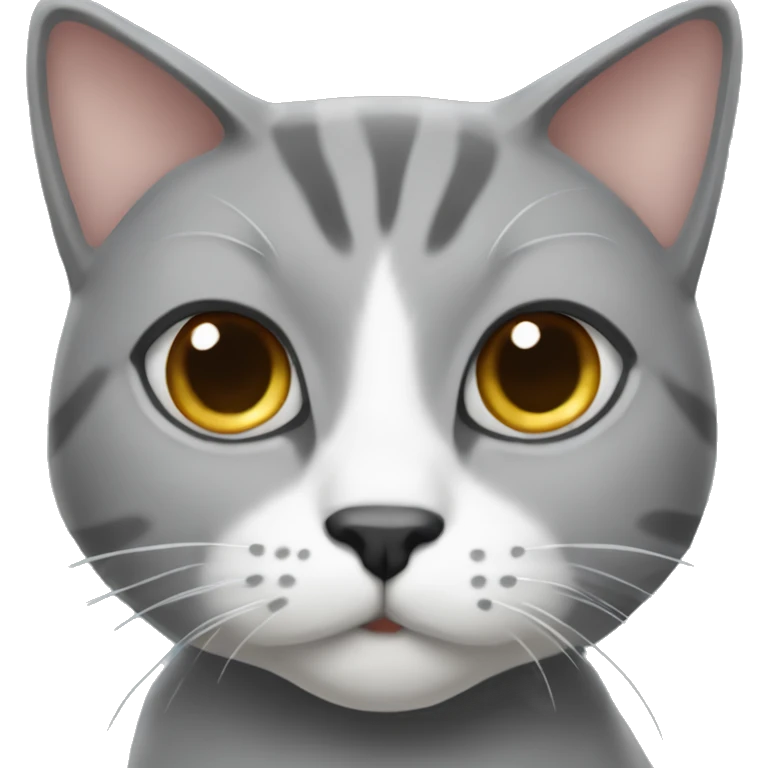 grey handsome cat with white chest, his name is dante and he doesn't like minced fish emoji