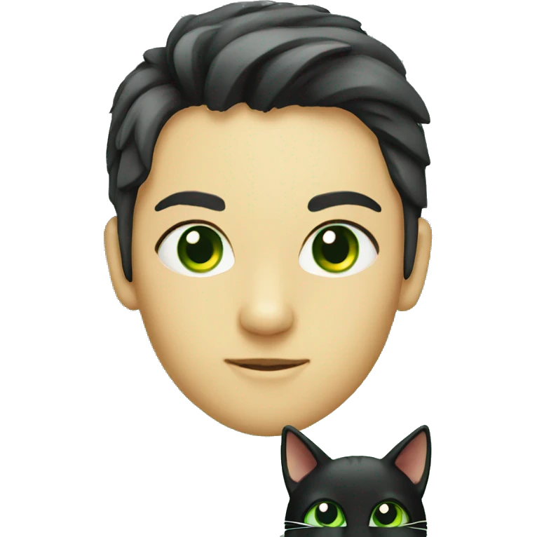 Black cat green eyes  emoji