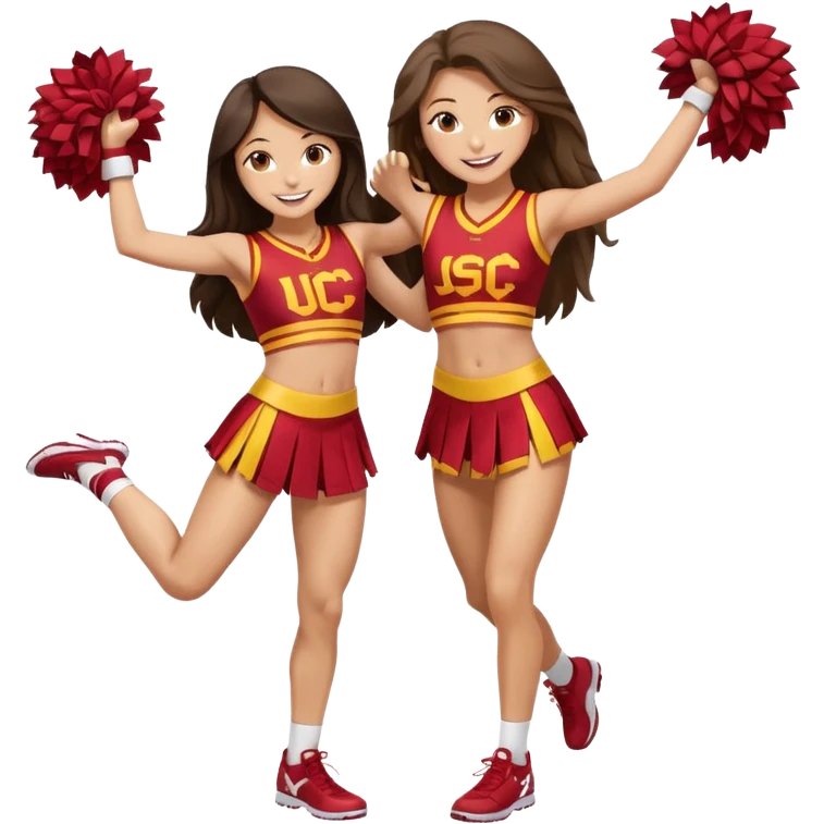 full body skinny white happy long haired brunette girl USC cheerleader emoji