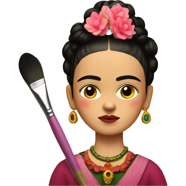 frida kahlo as a kid with paintbrush emoji