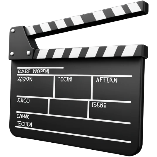 ultra simplified movie clapper with rectangular shapes at 45 degree angle, stripped of all details, pure geometric emoji