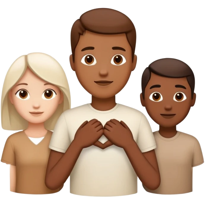 Three diverse people of different races holding hands in unity and harmony, symbol of integration emoji
