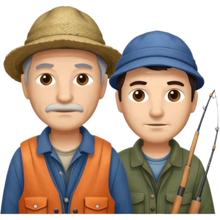 2 pescadores uno mayor y el otro joven, piel clara y pelo oscuro emoji
