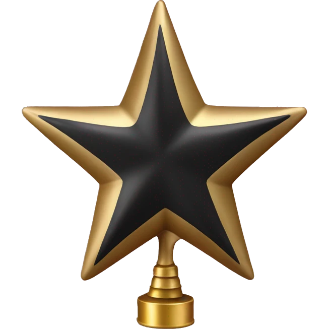 Realistic black,pink,and gold starr tree topper isolated.  emoji