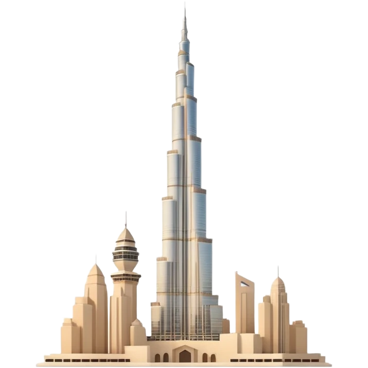 Burj Khalifa in coconut beige color, emoji style, simple and clean, minimalism, soft tones emoji