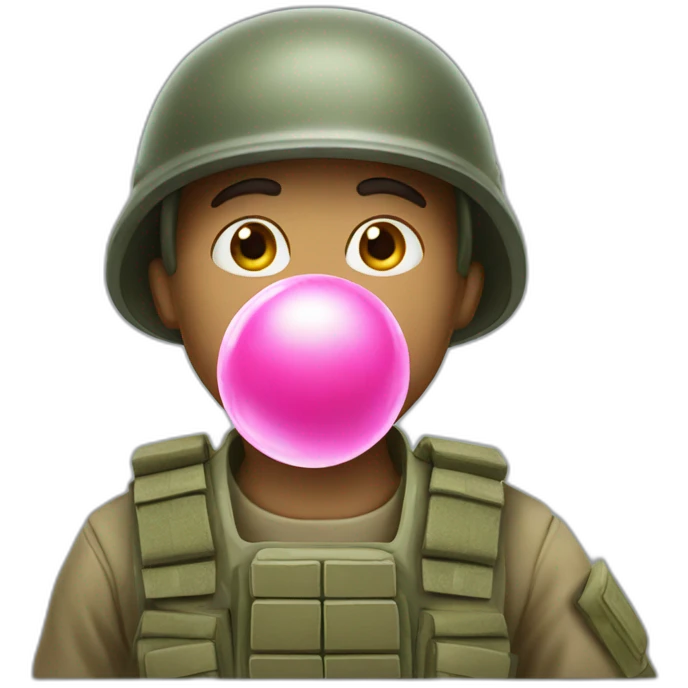 Soldier shooting bubble gum emoji