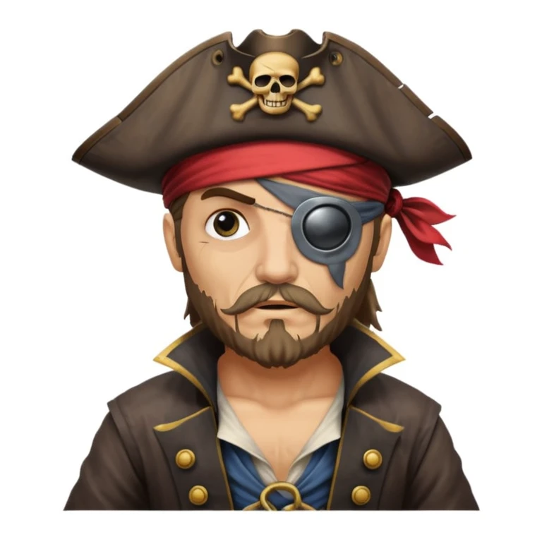 pirate with eye sailing a ship in strom sea background emoji