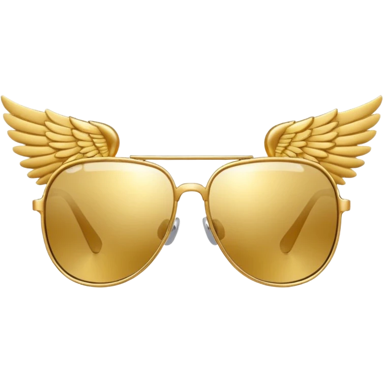 fancy gold sunglasses with wings emoji