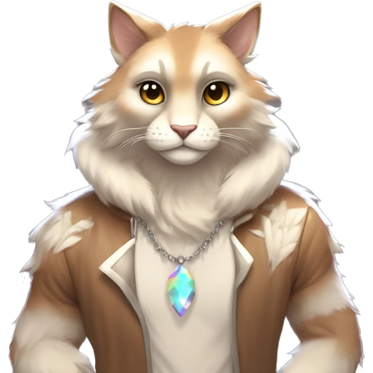 Furry, sparkle, iridescent, colorful, pastel, edgy, cool, fantasy beautiful, brown, beige, white, divine, godly, angelic, animal, anthro, full body, fursona, feline emoji