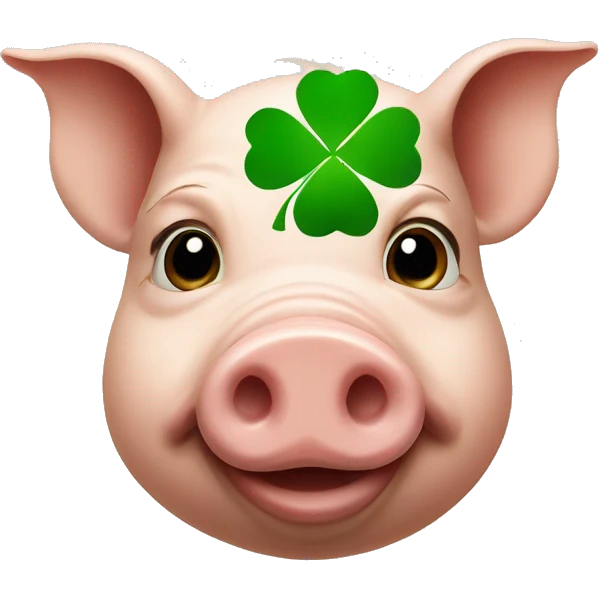 pig with four leafed clover emoji