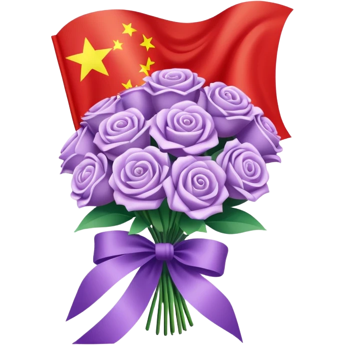 Pastel purple bouqet draped in a Chinese flag ribbon  emoji