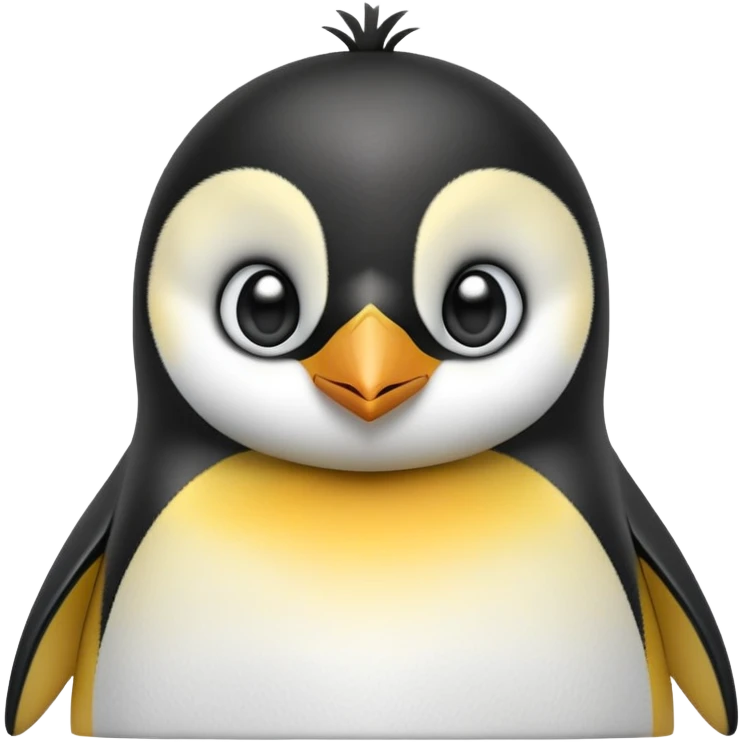 cinematic-cute-emperor-penguin-portrait-emoji,-head-tilted-playfully-and-inquisitively,-with-glossy,-pristine-plumage,-sparkling-eyes-filled-with-curiosity,-simplified-yet-irresistibly-adorable-features, black, large black eyes face, zoomed in emoji