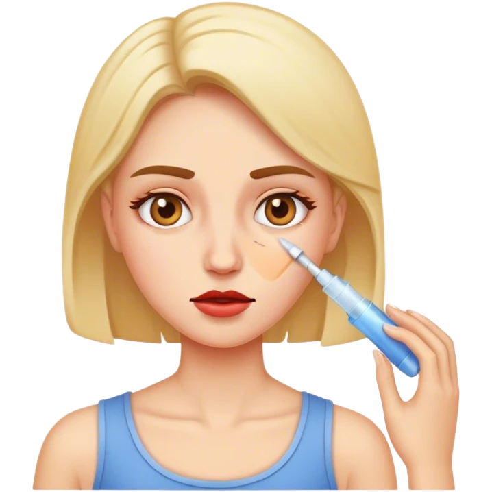 a woman who gets a shot in the face emoji
