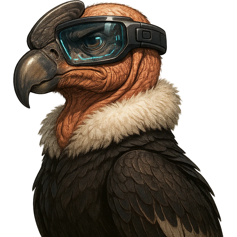 a condor with high-tech glasses, confident expression, detailed and expressive emoji
