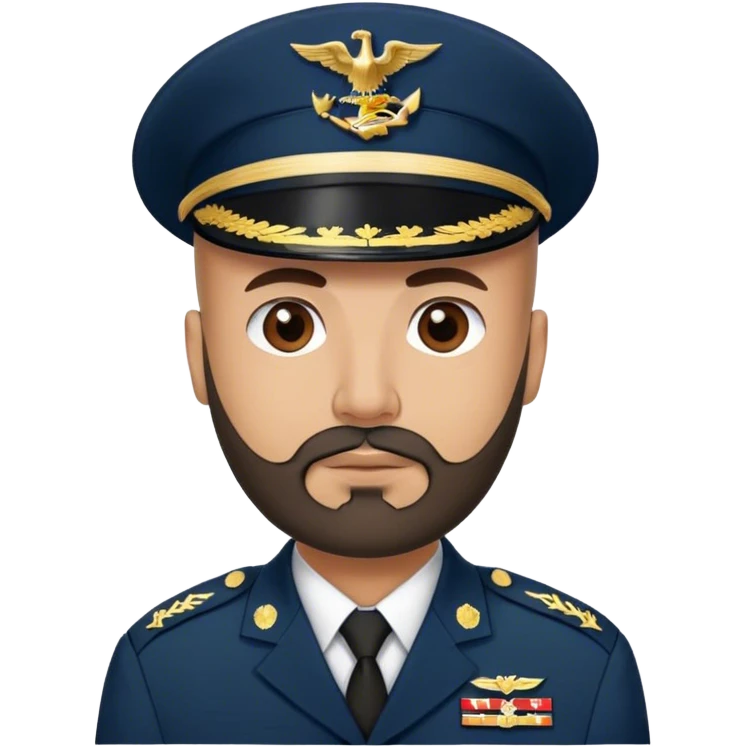 A Hispanic dad with a bald head and a middle eastern beard d And a marine uniform  emoji