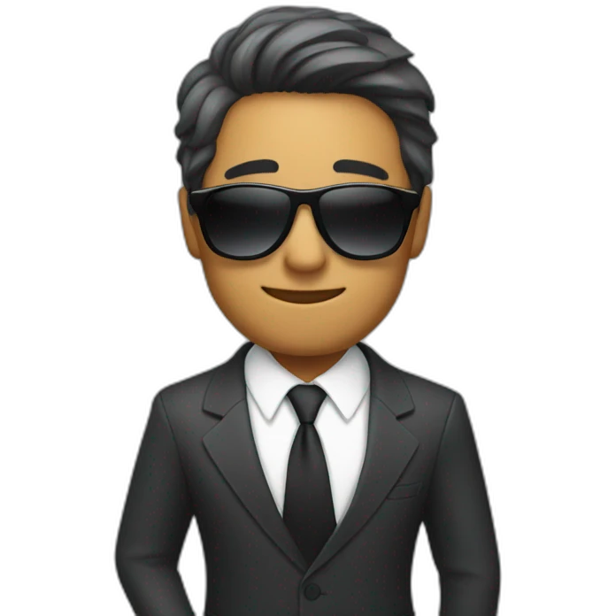 MAN IN SUIT WITH SHADES raising his hand emoji