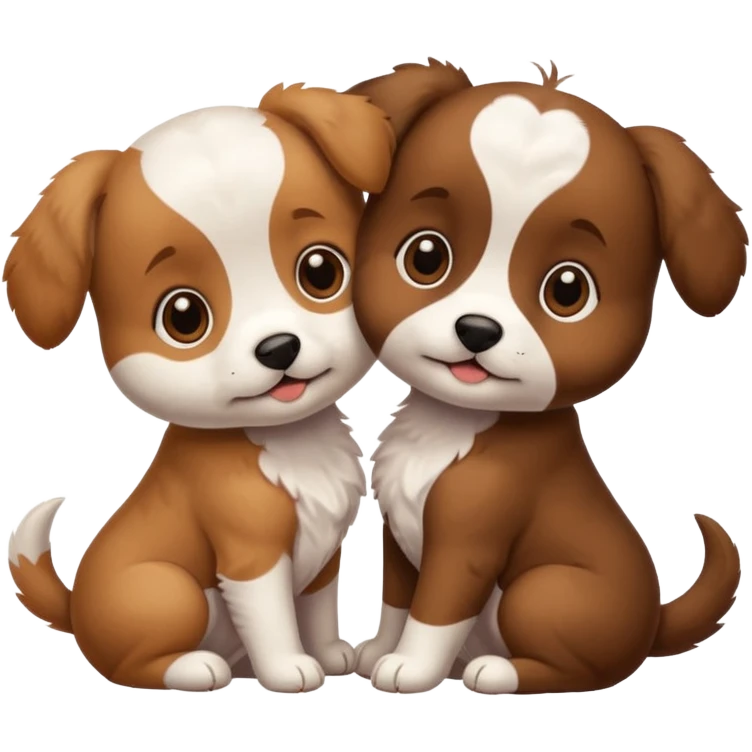 Two dancing puppies, looking at each other emoji