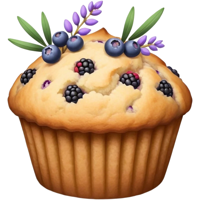 Lavender sprig muffin with berries emoji