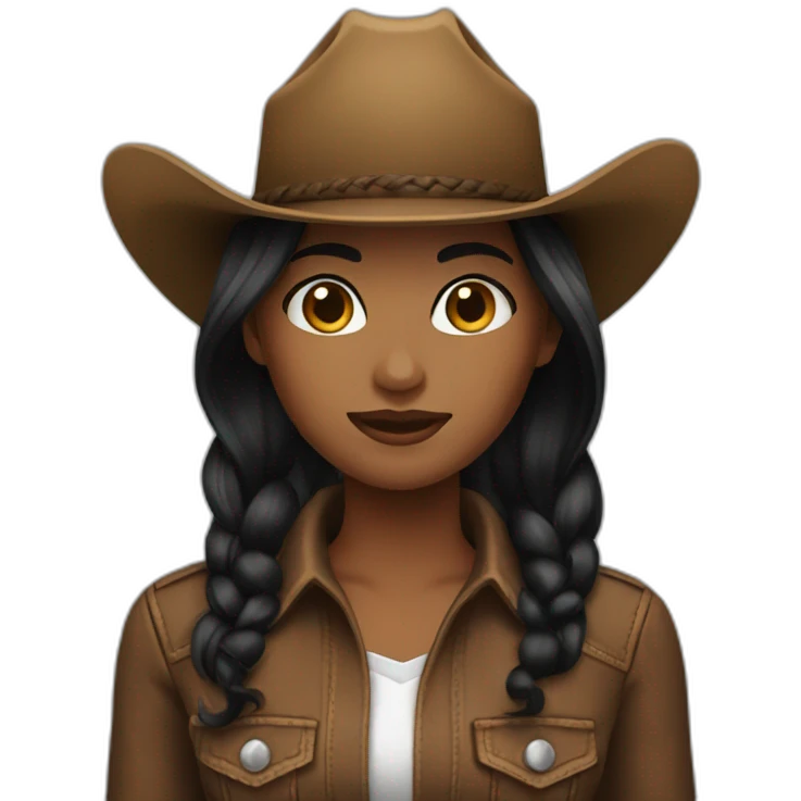 cowgirl straight black hair emoji