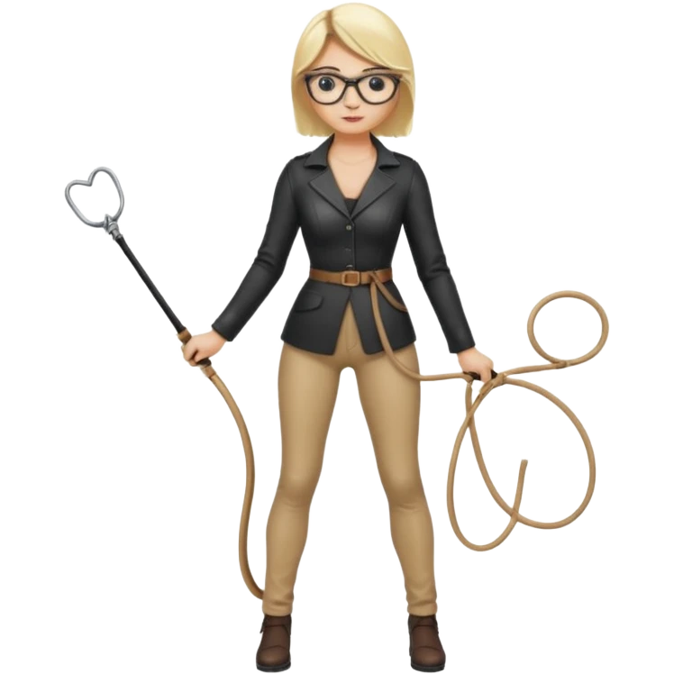  Sexy Dominatrix blonde hair and glasses full body with whip emoji