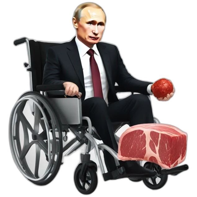 Nice raw meat cube holding jump wheelchair vladimir putin emoji