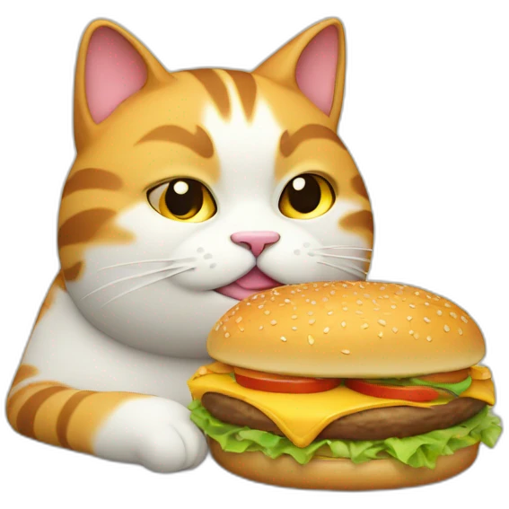 fat cat eating burger emoji
