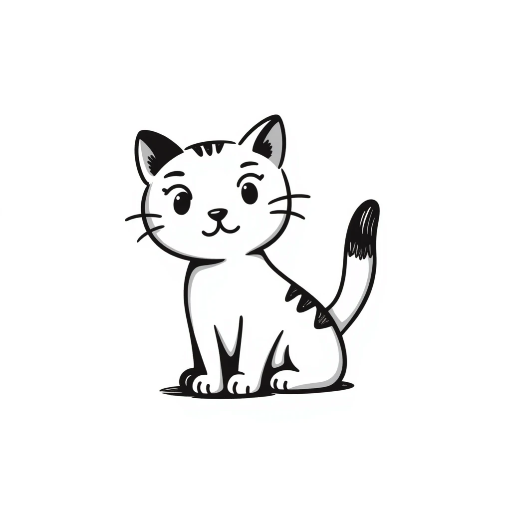 Simple cat sketch with pointy ears emoji