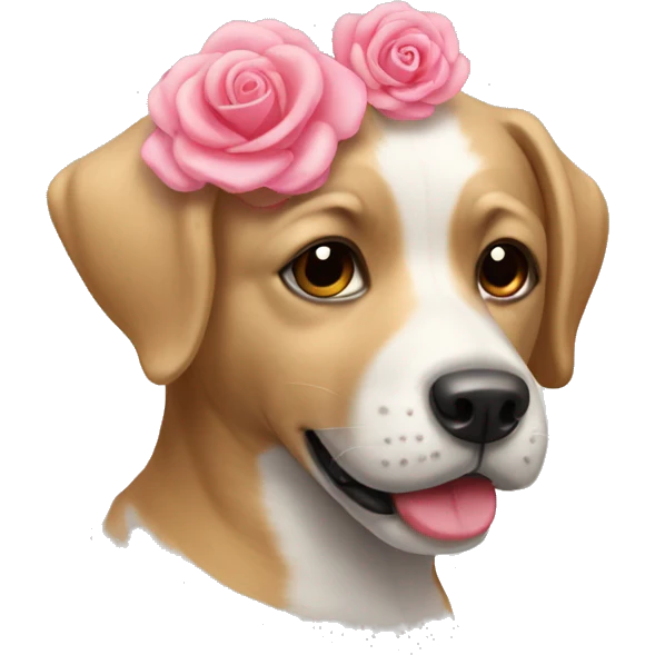 Perro con una rosa emoji
