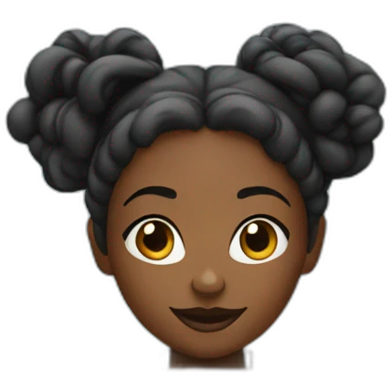 A black woman with space buns behind a computer screen, working in the field of technology emoji
