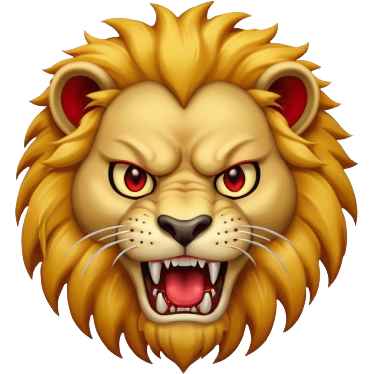 Angry lion with red eyes and dangerous teeth emoji