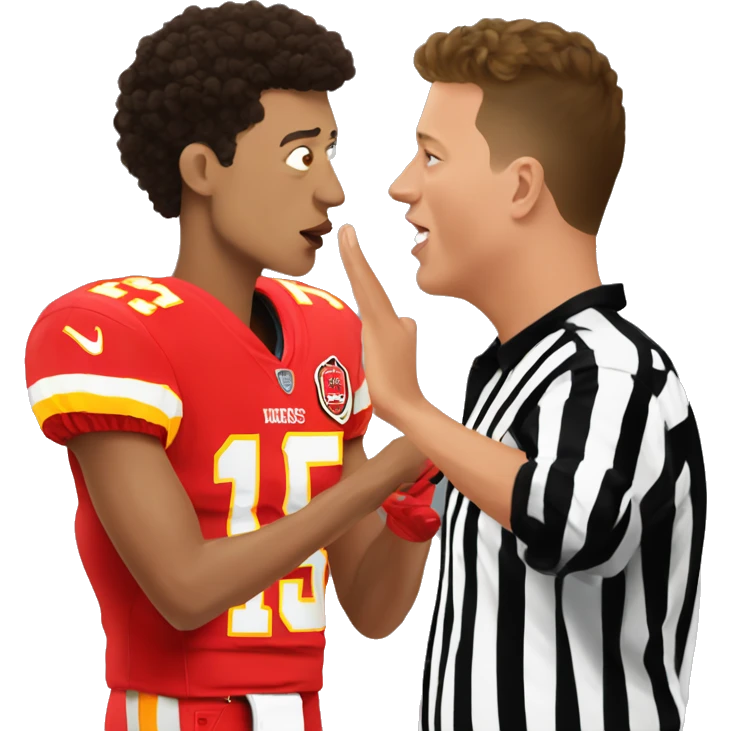 Patrick Mahomes kissing a referee emoji